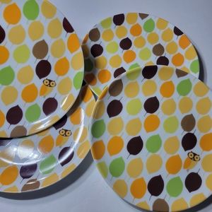 Set of 4 Little Hoot Owl Plates Rachael Ray Owl Plates, 8" lunch dinner